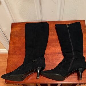 Chic Black Suede Heeled Boots for Women